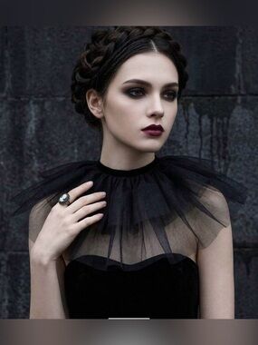 ✨Sheer Black Tulle Ruffled Collar Accessory
